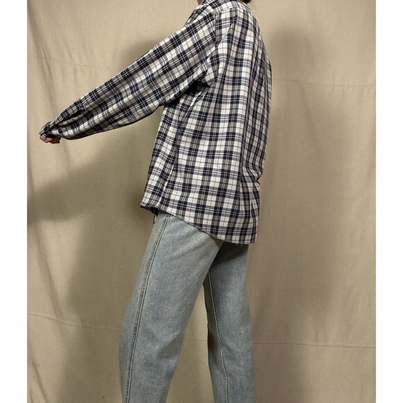 Sears Short Sleeved Work Shirt Perma-Prest Vintage New Blue Plaid - Picture 3 of 6